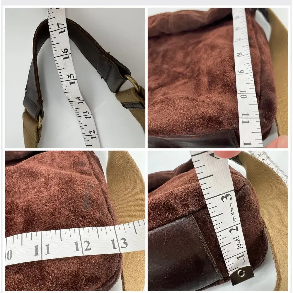 Vtg Lauren Ralph Lauren Hobo Bag Chocolate Brown Suede Leather Shoulder Purse